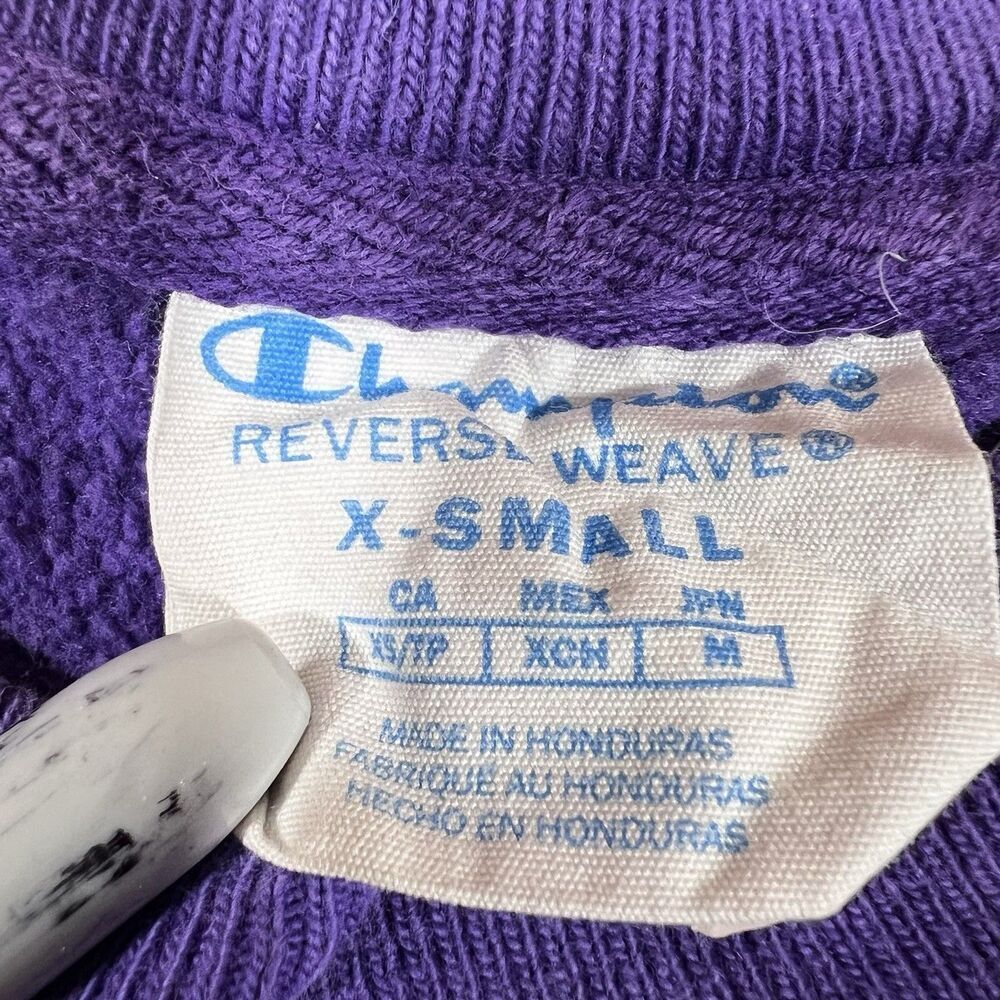 Champion Reverse Weave Purple Pullover Crew Neck Sweatshirt Adult Size XS - Picture 7 of 8